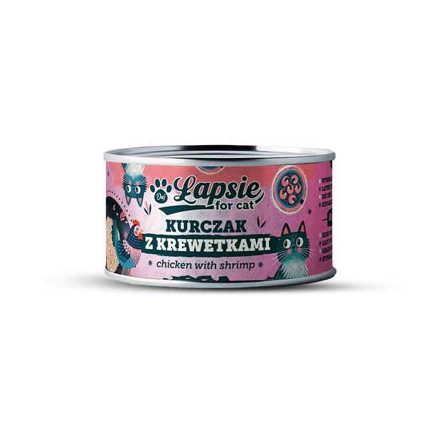 ŁAPSIE karma mokra dla kota Kurczak z Krewetkami w bulionie 80g