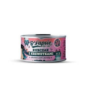 ŁAPSIE karma mokra dla kota Kurczak z Krewetkami w bulionie 80g