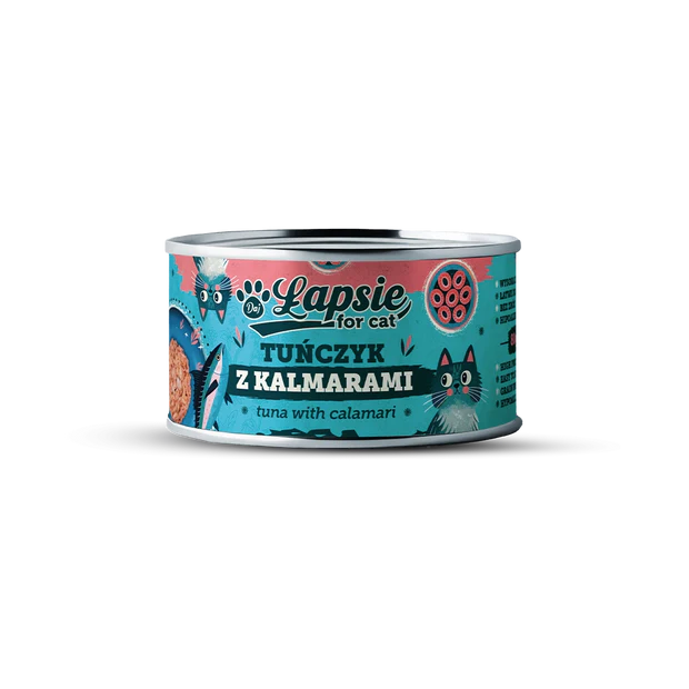 ŁAPSIE karma mokra dla kota Tuńczyk z Kalmarami w bulionie 80g