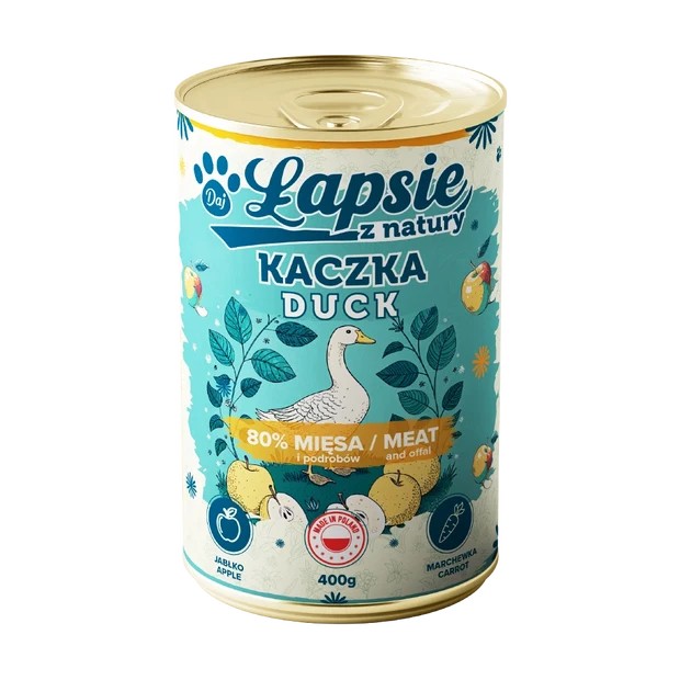 ŁAPSIE karma mokra dla psa Kaczka z Jabłkiem 400g