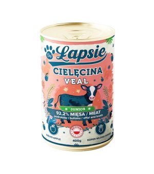 ŁAPSIE karma mokra dla szczeniąt Cielęcina z Jabłkiem 400g