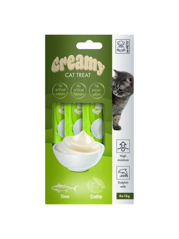 M-PETS Creamy przysmaki dla kotów - Tuńczyk i Przegrzebki 4x15g