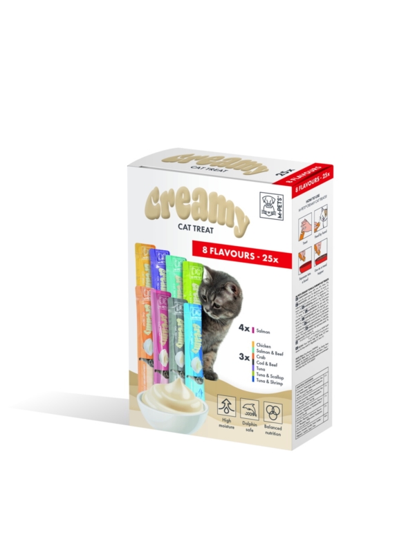M-PETS Creamy przysmaki dla kotów - MIX 8 smaków 25x15g
