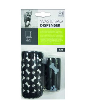 M-PETS Dyspenser tekstylny woreczków + woreczki na odchody - czarny