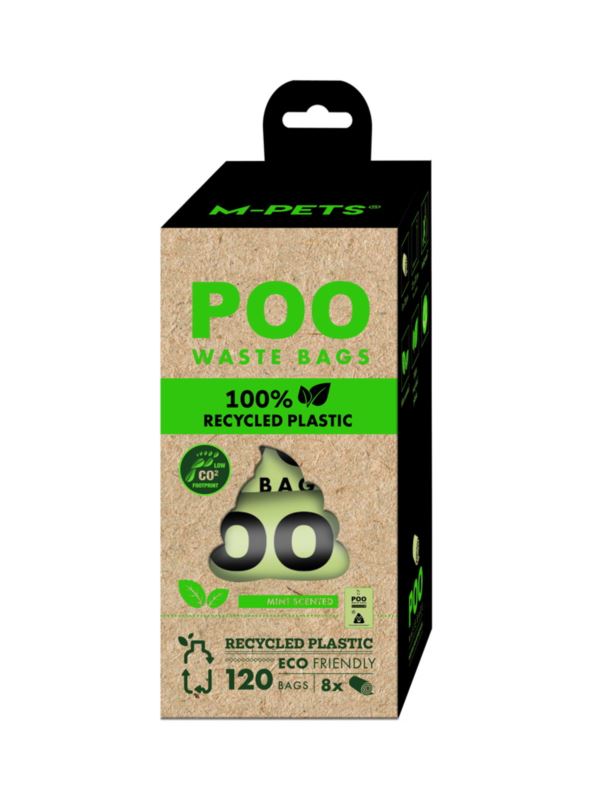 M-PETS Woreczki na psie odchody 100% Recycled POO 120szt. Mięta