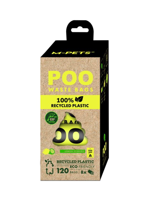 M-PETS Woreczki na psie odchody 100% Recycled POO 120szt. Cytryna