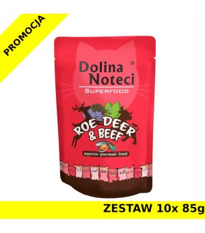 Karma mokra dla kota Dolina Noteci Superfood sarna i wołowina ZESTAW 10x 85g