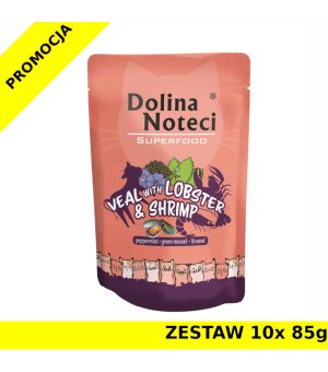 Karma mokra dla kota Dolina Noteci Superfood cielęcina z homarem i krewetkami ZESTAW 10x 85g