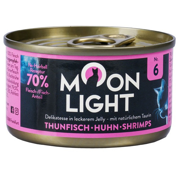 MOONLIGHT Dinner Karma mokra uzupełniająca dla kotów dorosłych i kociąt nr. 6 - Tuńczyk + Kurczak + Krewetki w galarecie 80g