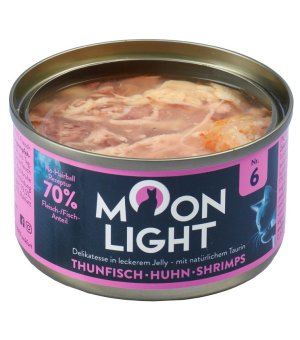MOONLIGHT Dinner Karma mokra uzupełniająca dla kotów dorosłych i kociąt nr. 6 - Tuńczyk + Kurczak + Krewetki w galarecie 80g