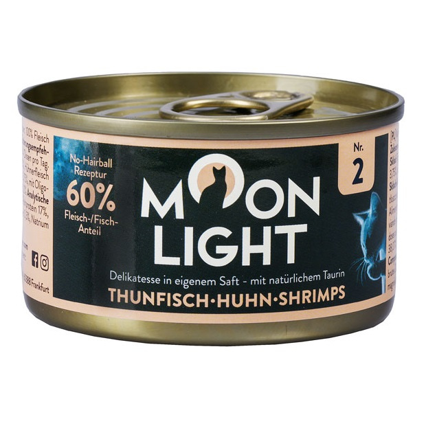 MOONLIGHT Dinner Karma mokra uzupełniająca dla kotów dorosłych i kociąt nr. 2 - Tuńczyk + Kurczak + Krewetki 80g