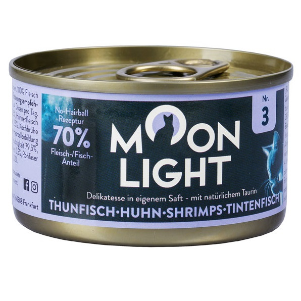MOONLIGHT Dinner Karma mokra uzupełniająca dla kotów dorosłych i kociąt nr. 3 - Tuńczyk + Kurczak + Kałamarnica 80g