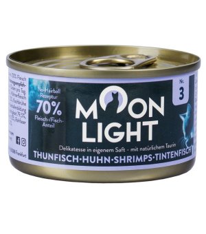 MOONLIGHT Dinner Karma mokra uzupełniająca dla kotów dorosłych i kociąt nr. 3 - Tuńczyk + Kurczak + Kałamarnica 80g