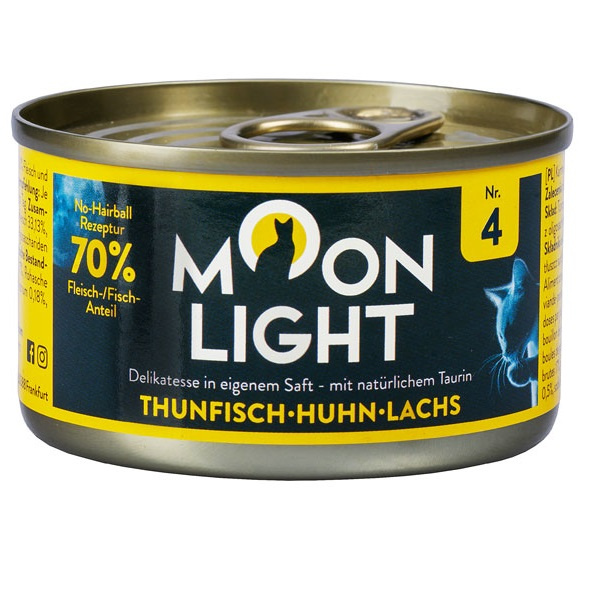 MOONLIGHT Dinner Karma mokra uzupełniająca dla kotów dorosłych i kociąt nr. 4 - Tuńczyk + Kurczak + Łosoś 80g