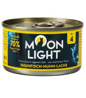 MOONLIGHT Dinner Karma mokra uzupełniająca dla kotów dorosłych i kociąt nr. 4 - Tuńczyk + Kurczak + Łosoś 80g
