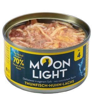 MOONLIGHT Dinner Karma mokra uzupełniająca dla kotów dorosłych i kociąt nr. 4 - Tuńczyk + Kurczak + Łosoś 80g