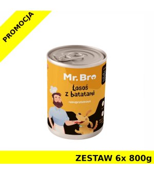 Mr. Bro karma mokra dla psa  Łosoś z Batatami ZESTAW 6x 800g 