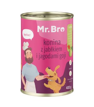 Mr. Bro karma mokra dla psów dorosłych Konina z Jabłkiem i Jagodami Goji 400g 