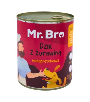 Mr. Bro karma mokra dla psów dorosłych Dzik z Żurawiną 800g