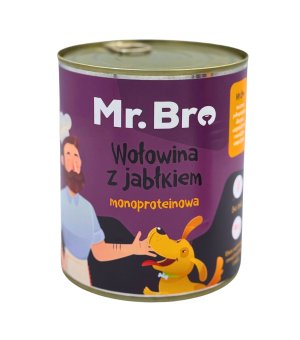 Mr. Bro karma mokra dla psów dorosłych Wołowina z Jabłkiem 800g