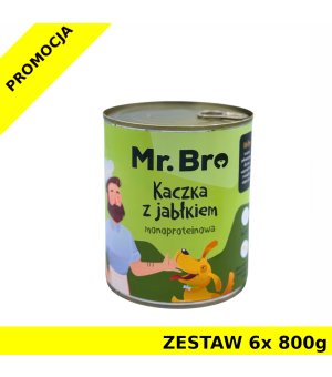 Mr. Bro karma mokra dla psów dorosłych Kaczka z Jabłkiem ZESTAW 6x 800g
