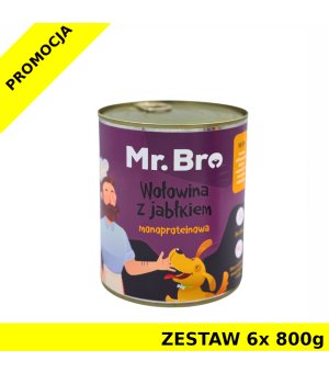 Mr. Bro karma mokra dla psów dorosłych Wołowina z Jabłkiem ZESTAW 6x 800g