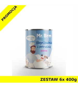 Mr. Bro karma mokra dla szczeniąt Wieprzowina z Pietruszką ZESTAW 6x 400g 