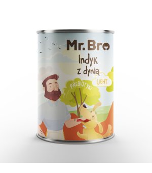 Mr. Bro karma mokra niskotłuszczowa dla psów dorosłych Light Indyk z Dynią 400g 