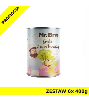 Mr. Bro karma mokra niskotłuszczowa dla psów dorosłych Light Królik z Marchewką ZESTAW 6x 400g 