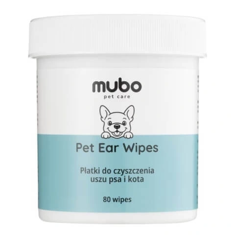 Mubo Pet Ear Wipes - Płatki jednorazowe do czyszczenia uszu dla psów i kotów 80szt.