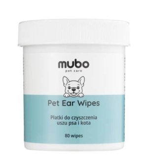 Mubo Pet Ear Wipes - Płatki jednorazowe do czyszczenia uszu dla psów i kotów 80szt.