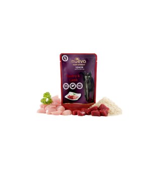 NUEVO dla kota Senior Cat Drób z Jagnięciną - saszetka 85g