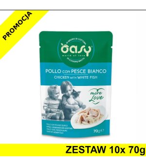 Oasy kot karma uzupełniająca More Love Kurczak z Białą Rybą ZESTAW 10x 70g - saszetka