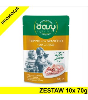 Oasy kot karma uzupełniająca More Love Tuńczyk z Krabem ZESTAW 10x 70g - saszetka