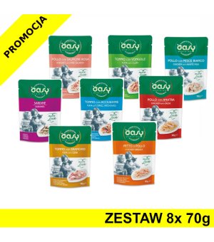 Oasy kot karma uzupełniająca More Love MIX smaków ZESTAW 8x 70g - saszetki