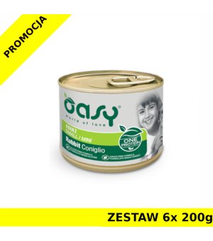 Oasy One Protein Adult Mini mokra karma dla dorosłego psa  - Królik ZESTAW 6x 200g