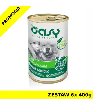 Oasy One Protein Adult mokra karma dla dorosłego psa - Królik ZESTAW 6x 400g