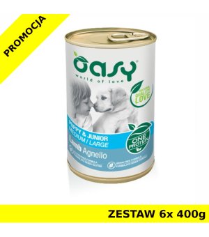 Oasy One Protein Puppy & Junior mokra karma dla szczeniaczków - Jagnięcina ZESTAW 6x 400g