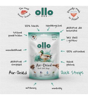 Ollo Air-Dried 100% Duck Strips - paski z Kaczki 80g