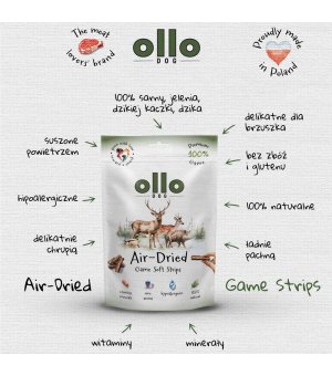 Ollo Air-Dried 100% Game Strips - paski z Dziczyzny 80g