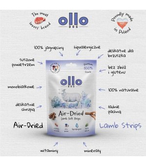 Ollo Air-Dried 100% Lamb Strips - paski z Jagnięciny 80g