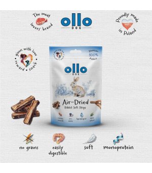 Ollo Air-Dried 100% Rabbit Strips - paski z Królika 80g