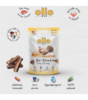 Ollo Air-Dried 100% Turkey Strips - paski z Indyka 80g