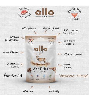 Ollo Air-Dried 100% Venision Strips - paski z Dziczyzny 80g