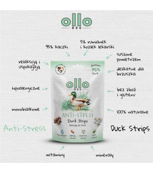 Ollo Air-Dried Anti Stress Duck Strips 80g