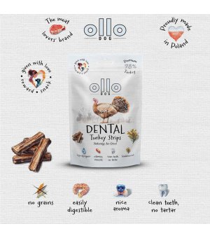 Ollo Air-Dried Dental Turkey Strips - paski Dental z Indyka 80g