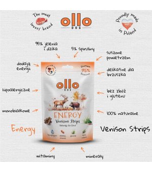 Ollo Air-Dried Energy Venision Strips 80g