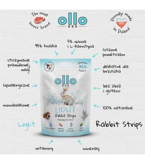 Ollo Air-Dried Light Rabbit Strips 80g