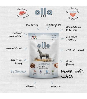 Ollo Air-Dried Training Horse Soft Cubes - trenerki z Koniny 80g