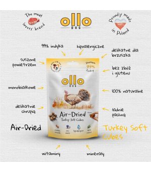 Ollo Air-Dried Turkey Soft Cubes - trenerki z Indyka 80g